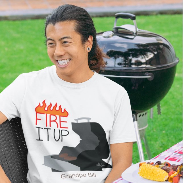 Fire It Up Flames & Grill Personalised  T-Shirt (Creator Uploaded)
