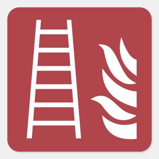 Fire Ladder Safety Sign Square Sticker (Front)