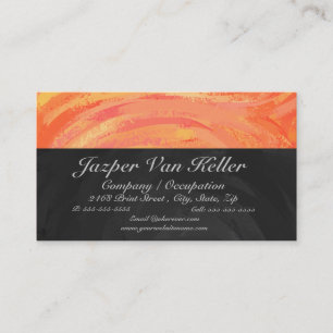 Fire Lake Orange and Black Monogram Business Card