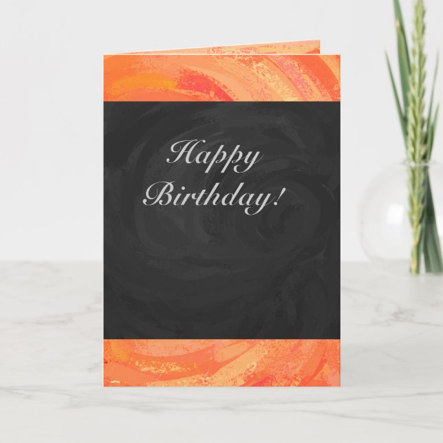 Fire Lake Orange and Black Monogram Card (Front)