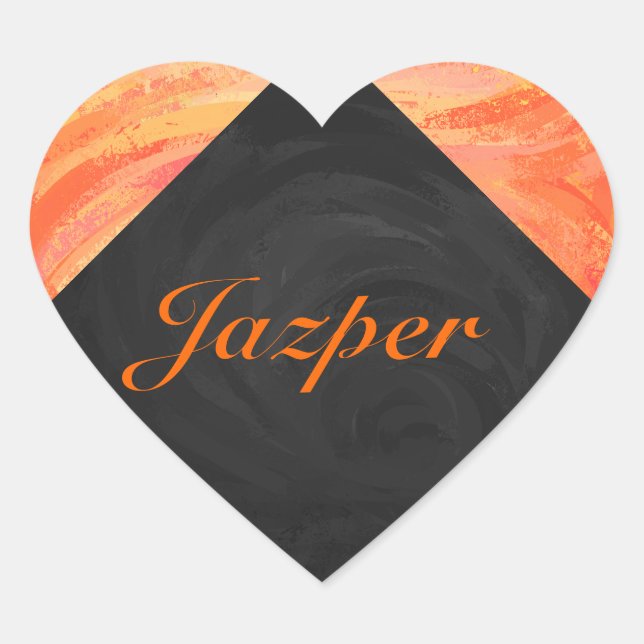 Fire Lake Orange and Black Monogram Heart Sticker (Front)