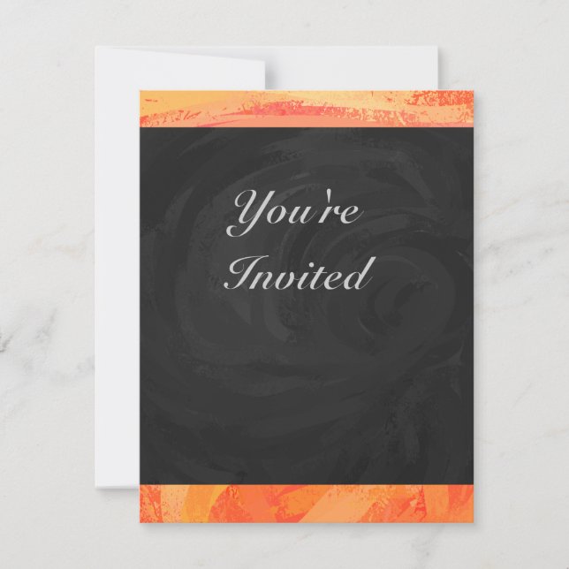 Fire Lake Orange and Black Monogram Invitation (Front)