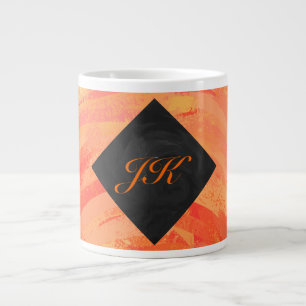 Fire Lake Orange and Black Monogram Large Coffee Mug