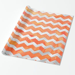 Fire Lake Orange Chevron Pattern Wrapping Paper