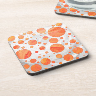 Fire Lake Orange Polka Dot Pattern Coaster