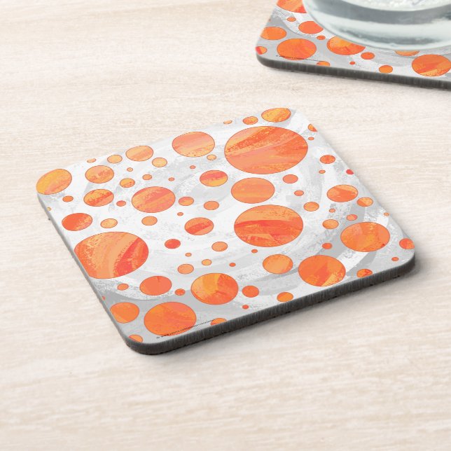 Fire Lake Orange Polka Dot Pattern Coaster (Left Side)