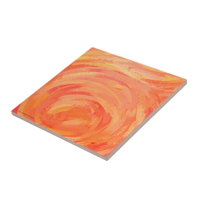 Fire Lake Orange Swirl Ceramic Tile (Side)