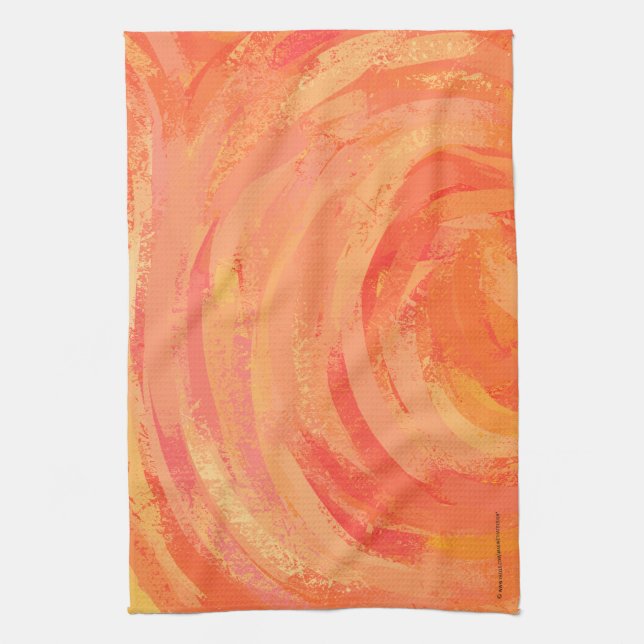 Fire Lake Orange Swirl Tea Towel (Vertical)
