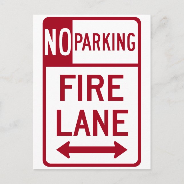 Fire Lane No Parking Sign Postcard (Front)