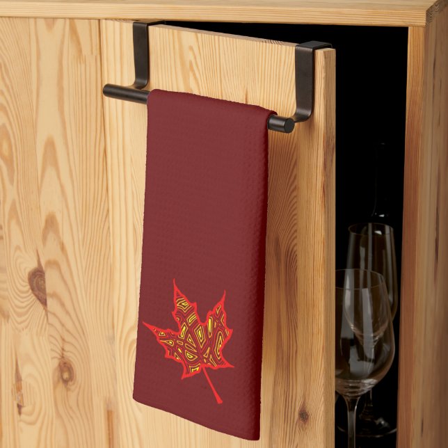 Fire Leaf Kitchen Towel (Thirds Fold)