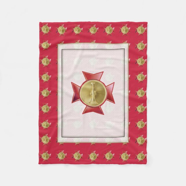 Fire Lieutenant 1 Bugle Maltese Cross Fleece Blanket (Front)