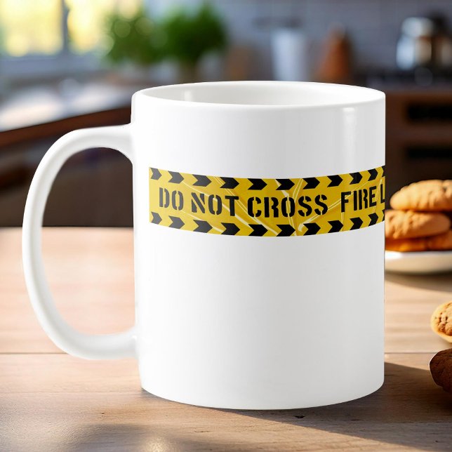 Fire line do not cross yellow stripes coffee mug (Creator Uploaded)