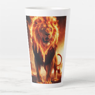 Fire Lion Mug - Burning Majestic Lion Fantasy Cera