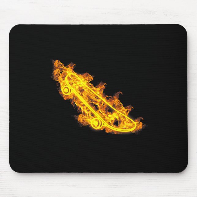 Fire Longboard Skateboard Flaming Skater Skateboar Mouse Pad (Front)