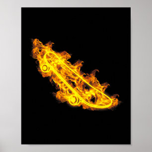 Fire Longboard Skateboard Flaming Skater Skateboar Poster
