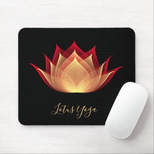 Fire Lotus Black Red Yellow Flower Template Yoga Mouse Pad