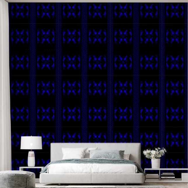 Fire Lotus Midnight Blue 2 Wallpaper (Bedroom)