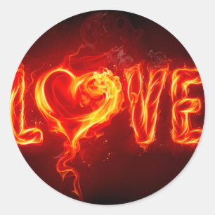fire love classic round sticker