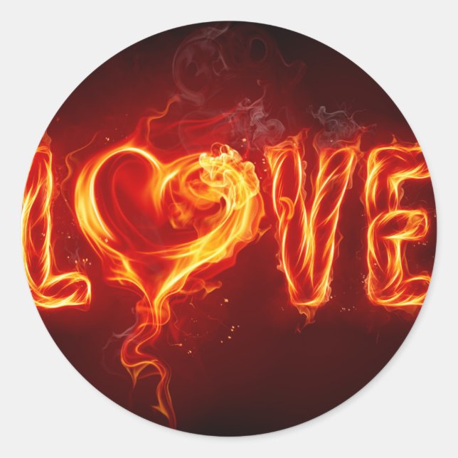 fire love classic round sticker (Front)