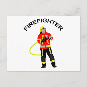 Fire man in use clothes postcard