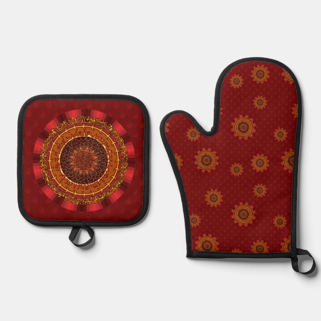 Fire Mandala Oven Mitt & Pot Holder Set (Front)