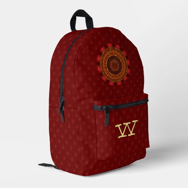 Fire Mandala Printed Backpack (Back Corner Left)