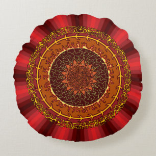 Fire Mandala Round Pillow