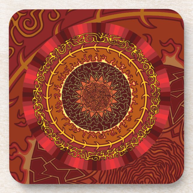 Fire Mandala Square Coaster (Front)