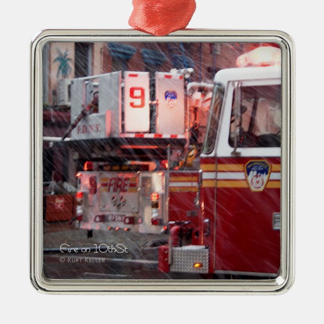 Fire On 10th ST Metal Ornament (Front)