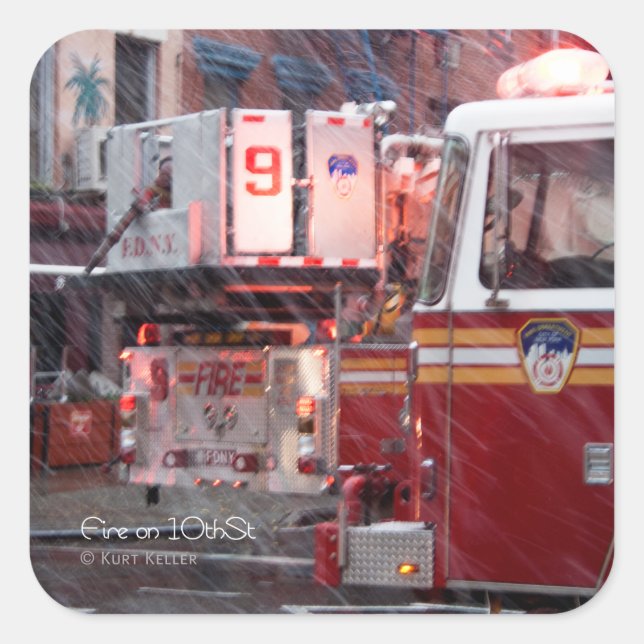 Fire On 10th ST Square Sticker (Front)