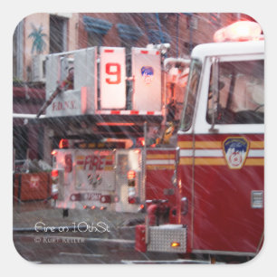 Fire On 10th ST Square Sticker
