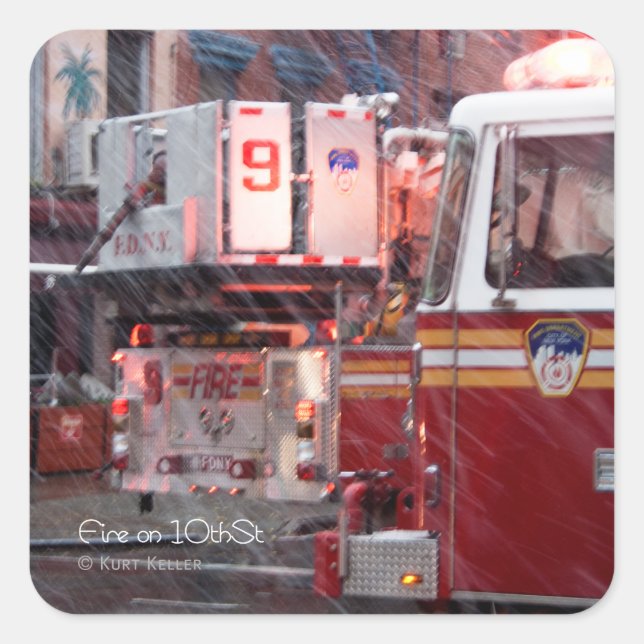 Fire On 10th ST Square Sticker (Front)