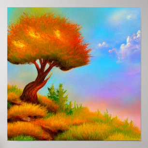 Fire on a Hillside Poster