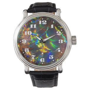 Fire Opal Gemstone with Numbers Watch