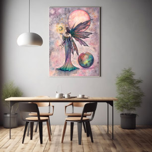 Fire Opal Moon Fairy Fantasy Art by Molly Harrison Poster