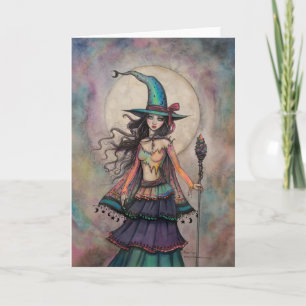 Fire Opal Witch Halloween Fantasy Art Wiccan Card