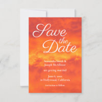 Fire Orange Cloudy Sunset Photo Save the Date