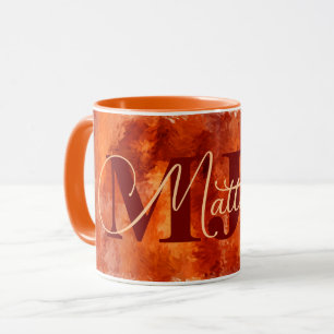 Fire Orange Impressions with Name and Monogram Mug