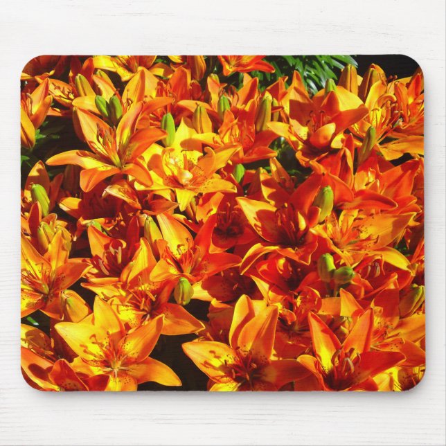 Fire Orange Lily Flower Mousepad (Front)