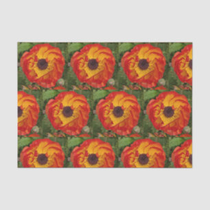 Fire orange-red and yellow bloom photograph tissue paper