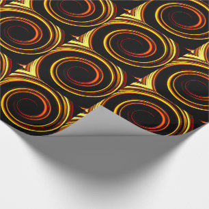 Fire Orange Spiral Wrapping Paper