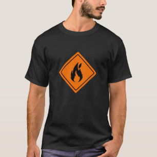 Fire Orange Warning Sign   Basic Dark T-Shirt