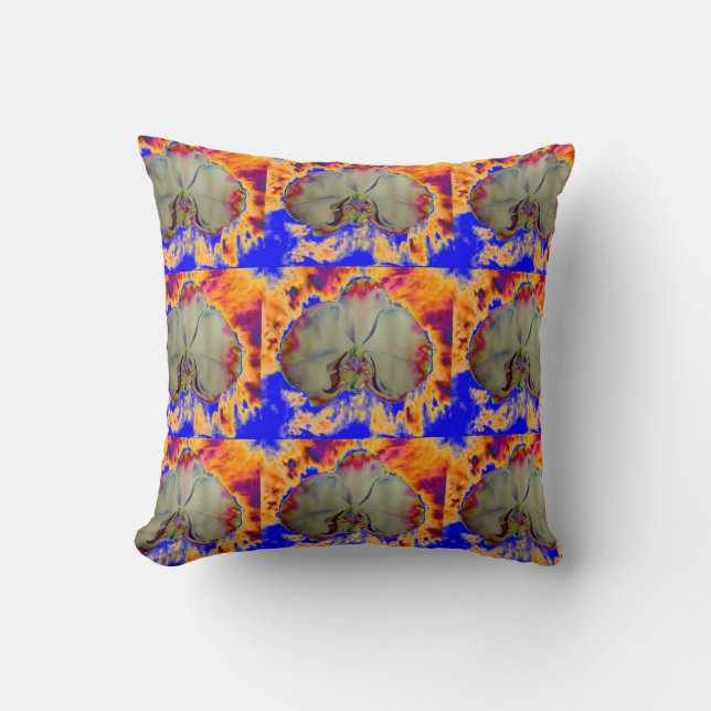 Fire Orchid, abstract tropical floral painting Cushion (Front)