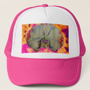 Fire Orchid, abstract tropical floral painting Trucker Hat
