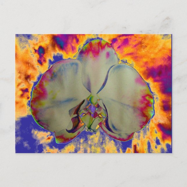 Fire Orchid, abstract vibrant watercolor floral Postcard (Front)