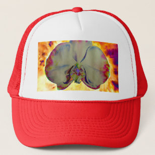 Fire Orchid, abstract vibrant watercolor floral Trucker Hat