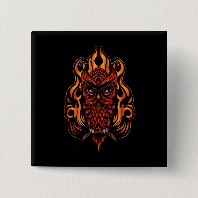 Fire Owl 15 Cm Square Badge (Front)