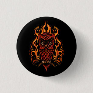 Fire Owl 3 Cm Round Badge