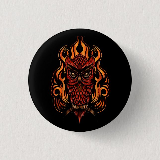 Fire Owl 3 Cm Round Badge (Front)