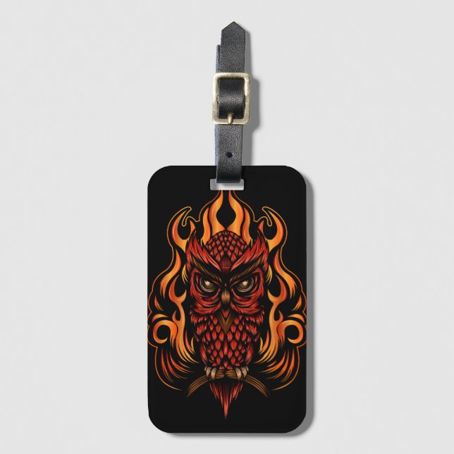 Fire Owl Luggage Tag (Front Vertical)